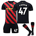 Miniatyrbilde 1 av 3: 2223 Manchester City borte rød og svart striper FODEN Fotballdrakt A 22(120-130cm)
