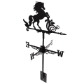Miniatyrbilde 2 av 2: Hesteværhane vindretningsindikator Europeisk stil værhane kompatibel med takterrasse -ES Black 64.00X34.00X34.00CM