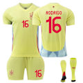 Miniatyrbillede 1 af 3: 2425 Spanien udebanetrøje Rodrigo fodbolduniformssæt + sokker 4XL(210-215cm)