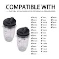 Miniatyrbilde 5 av 5: 2 stk. 18Oz Erstatningsbeger til Blender med Lokk for Auto IQ BL480 BL642 BL450 BL682 BL480, BL490, BL640 BL680