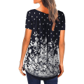 Miniatyrbillede 3 af 4: Dame T-shirts Kortærmet Tunika Blomster V-hals Toppe C L