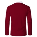 Miniatyrbillede 2 af 3: Mænds Langærmede Farveblok Casual Arbejde Zip Polo Shirts Wine Red M