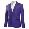 Miniatyrbillede 2 af 5: Yynuda Herre Business Casual Klassisk Revers med Hak Dobbelt Split Pure Farve Jakke med én knap 11 farver Purple M