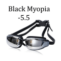 Miniatyrbild 1 av 5: Simglasögon för Myopi 2023 - Korrigerande Linser för Pool, Vattentäta, Professionella Simglasögon för Vuxna och Barn, Optiska Changzhao Black Myopia 5.5