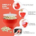 Miniatyrbild 5 av 5: Popcorn Popper Maker Mikrovågsugn Silikon Hopfällbar Skål Behållare m/Lock Kök