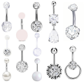 Miniatyrbild 4 av 5: 12st/ set Crystal Belly Button Ring Mode Kvinna Navel Body Pi Pink