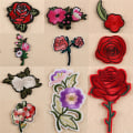 Miniatyrbild 3 av 5: 11st Broderi Rose Flower Sew Iron on Patch on Badge Bag Jea Multicolor 5cm-7cm