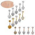 Miniatyrbild 3 av 5: 5 STK/ Set Rostfritt stål Kristall Navel Ringar Bar P Silver