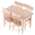 Miniatyrbild 4 av 5: 1Set 1/12 Dollhouse Miniature Dining Table Chair Doll House Woo