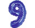 Number Blue, blå nummer 9 mini folieballong 35 cm