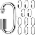 Miniatyrbillede 1 af 6: Hurtigkobling i rustfrit stål, krog og løkke, robust oval D-formet fastgørelsesklemme, egnet til udendørs/indendørs brug, camping og vandreture, 12 stk.