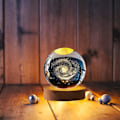 Miniatyrbild 5 av 6: 3D Kristallkula med LED-träbas, USB-driven varmvit 3D Kristallkula Nattljus Plug in för Heminredning, för Barn och Vuxna