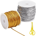 Pikkukuva 1 / 5: 2 Roll Diy Craft String, 50m Askartelu Jousto Jousto 1mm Paksu Kulta Hopea Metallinen String Joulunauha Lahjapakkausnauha ja Askartelu Makin