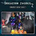Miniatyrbillede 3 af 6: Halloween Kappe Hætte Kappe Skelet Print Kappe Sjal Cosplay Kostume til Scene Fest Halloween Fest