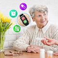 Miniatyrbild 4 av 5: Sos Smart Armband för seniorer med GPS-info push, pulsmätning med inbyggd spårningsklocka（Svart）