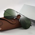 Miniatyrbillede 1 af 2: Køreglas og fiskeglas aviator briller aviator sort stel med grønne spejlede linser (style 4)