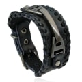 Miniatyrbillede 1 af 4: Herrearmbånd i okselæder yiwu tilbehør flettet læderarmbånd（Sort）