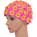 Miniatyrbilde 2 av 3: LINJOU Badehette Floral Petal Retro Style Badehetter for kvinner, Rose Red