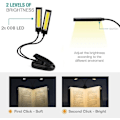 Miniatyrbillede 4 af 5: Usb 2x Cob Led Skrivebordsbog Lys Læselampe Clip Book Stand Light Skrivebord Laptop Seng Læsestudie Musiklampe Genopladelig (a)