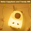 Miniatyrbillede 5 af 6: Capybara natlampe, nyhedstegning Capybara form lampe blød silikone med genopladelig og berøringskontrol, afslappende sjov Capybara ting unikke gaver