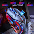 Miniatyrbilde 3 av 6: Gamingmus med kabel, 6 knapper, 4 justerbar DPI opptil 3200 DPI, 7 sirkulær og pustende LED-lys, multifunksjonell kablet mus brukt til spill og kontor