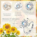 Miniatyrbillede 5 af 5: Angst Fidget Spinner Ring, Fidget Ringe til Angstlindring Stress Åben Justerbar Blomst Måne Stjerne Figet Spinder Ring Stakbar Ring