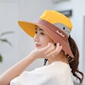 Miniatyrbillede 1 af 3: Dame Sommer Mesh Bredskygget Sol UV Beskyttelseshat Med Hestehalehul（4）