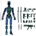 Miniatyrbilde 5 av 5: T13 Action Figure, Titan 13 Action Figure 3D Titans Figure, 3D Printed Action Figure Nova 13 Action Figure, Multi-Articular Action Figures（Blågrønn）