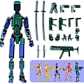 Miniatyrbilde 1 av 5: T13 Action Figure, Titan 13 Action Figure 3D Titans Figure, 3D Printed Action Figure Nova 13 Action Figure, Multi-Articular Action Figures（Blågrønn）