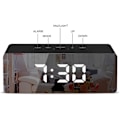 Miniatyrbillede 2 af 5: Digital spejlalarm, led sengeur med temperatur, justerbar lysstyrke-ur-sort