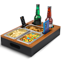 Miniatyrbild 1 av 6: Serveringsbrickor, snacksbox, soffbord, snagger, snackbricka, sängbricka, soffarrangör med 3 skålar, mugghållare, trä, 39 x 26 x 8 cm