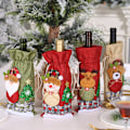 Miniatyrbilde 3 av 6: Julegavepose i burlap med snømann-tegning og rutete dukke, perfekt for julepynt og gaver