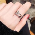 Miniatyrbilde 5 av 5: 1 stk ring for kvinner med krystall og sommerfugler, justerbar åpen fingerring (gull og sølv)