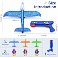 Miniatyrbild 6 av 6: 3-pack skumflygplansleksaker, 2 flygmod glidflygplan, flygleksaker för barn, pojkar flickor presenter, utomhussportspresenter (slumpmässiga färgfärgplan)