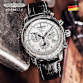 Miniatyrbillede 4 af 5: Ny Zeppelin Ur Top Vandtæt Læder Business Casual Quartz Ur Herre Three Eyes Multifunktion Chronograph Ur