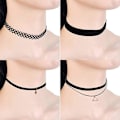 Pikkukuva 2 / 5: Choker-setti, joustava sametti, klassinen goottilainen tatuointipitsi, choker-kaulakorut