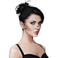 Miniatyrbillede 1 af 5: Chuangdi Pillbox Fascinator Hat Til Kvinder Tea Party Hat Pandebånd Med Mesh Slør Sort Begravelseshatte Fascinator Til Bryllup Kvinder S Hatte Og Kasketter Adgang