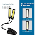 Miniatyrbillede 3 af 5: Usb 2x Cob Led Skrivebordsbog Lys Læselampe Clip Book Stand Light Skrivebord Laptop Seng Læsestudie Musiklampe Genopladelig (a)