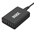 Miniatyrbild 2 av 4: 6-Port Snabbladdare, Bärbar 200W USB C Laddningsstation Väggladdare Adapter, Kompakt Reseladdare för iPhone 14 13 12 11 Pro Max Pixel Note Galaxy