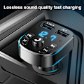 Miniatyrbilde 4 av 6: Bluetooth FM-sender for bil, blå omgivelseslys trådløs radiomottakeradapter med håndfri, dobbel USB-lader 5V/3.1