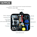 Miniatyrbild 2 av 6: 147-delars klockverktygssats, klockreparationssats, urmakarsverktyg, klockbaksidaöppnare, klockbatteribytesverktyg, professionell urmakarsats