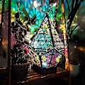 Miniatyrbilde 2 av 5: Bohemisk mosaikk Stjernehimmel Gulvprojeksjoner Lampe Bord Nattbordslys（63-85 kg，hvit høstdress）