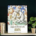 Miniatyrbild 2 av 5: Weird Medieval Cats Calendar, Funny Weird Medieval Calendar 2024, Walk Weird Medieval Calendar（Som visat）