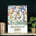 Miniatyrbilde 2 av 5: Weird Medieval Cats Calendar, Funny Weird Medieval Calendar 2024, Walk Weird Medieval Calendar（Som vist）