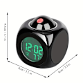 Miniatyrbillede 5 af 6: LCD-projektion LED-display timer digitalt vækkeur til soveværelser, med talende stemmeprompt termometer snooze-funktion skrivebordsprojektor