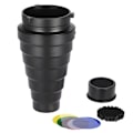 Miniatyrbillede 3 af 6: Metallisk Konisk Snoot med Honeycomb Grid 5stk Farvefilter Kit til Bowens Mount Strobe Monolight Fotografi Studio Flash