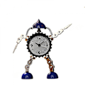 Miniatyrbild 1 av 3: Gear Robot Väckarklocka Rostfritt stål Metall, Wake Up Clock med Flash Eye Light och handklämma (1 bit blå)
