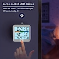 Miniatyrbild 3 av 6: Smart temperatur- och fuktighetssensor med bakgrundsbelyst klocka, färgglad fuktighetssensorvisning, för hemmakontor