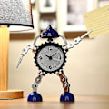 Miniatyrbild 2 av 3: Gear Robot Väckarklocka Rostfritt stål Metall, Wake Up Clock med Flash Eye Light och handklämma (1 bit blå)