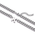Miniatyrbillede 2 af 5: Indledende A-z Cuban Link Chain Halskæde til drenge Mænd Kvinder Brevvedhæng rustfrit stål 6,5 mm 18+2 tommer smykkegave（L，sølv）
